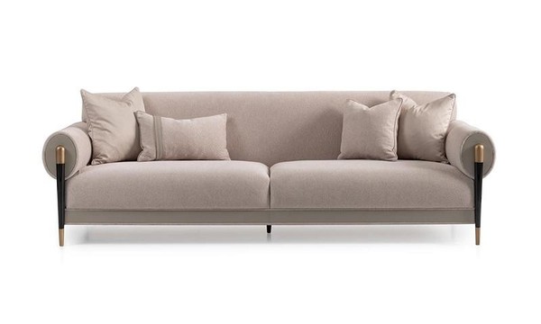Stoffsofa Dreisitzer Sofa 3 Sitzer Polstersofa Modern Design Beige Neu-image