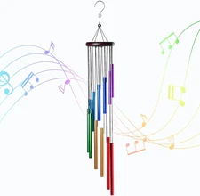 Outdoor Colorful Wind Chimes 12 Aluminum Tubes Garden Patio Balcony Decor