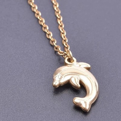 Halskette mit Anhänger  (Delphin in gold), Modeschmuck ++b-v0007+++*