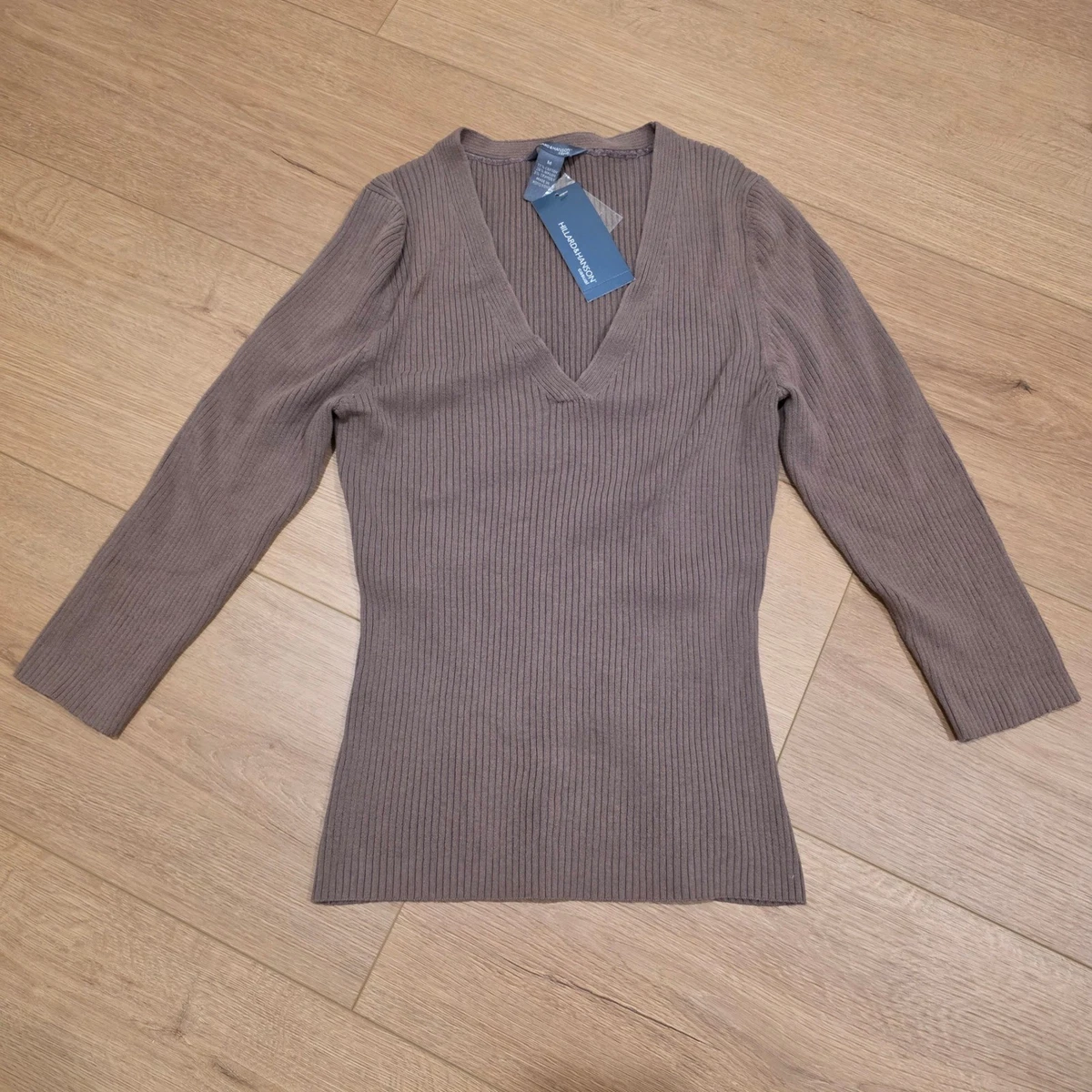 Pull Femme Hillard & Hanson XL - Manches Courtes Col V - Noir - Léger
