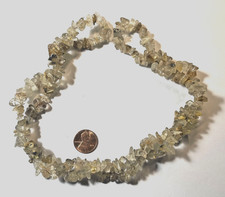 GENUINE RUTILATED QUARTZ POLISHED CHIPS 34" STRAND BELOW WHOLESALE  