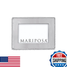MARIPOSA Beaded 4x6 Engravable Frame - Silver, Recycled Aluminum