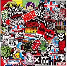 100Pcs Rock Band Vinyl Stickers Punk Metal Rock Decals for Laptop Guitar Bottle