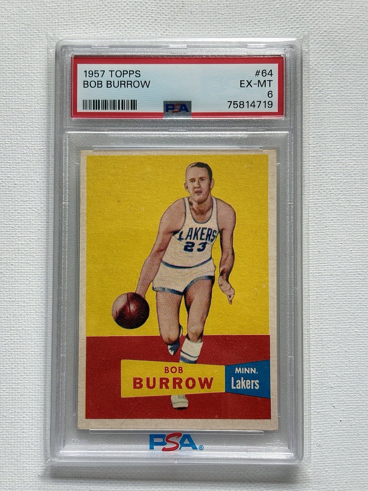 1957-58 Topps Bob Burrow #64 PSA 6 EX-MT Lakers