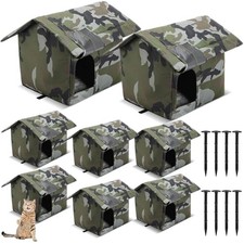 8 Pieces Waterproof Stray Cats Shelter - Warm Outdoor Cat House Camouflage Color