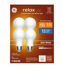 GE Relax HD A19 LED Light Bulbs, General Purp...