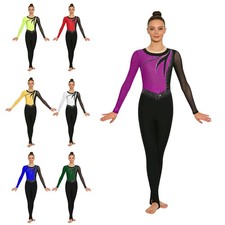 Womens Rompers Skating Bodysuit One Piece Jumpsuit Sheer Unitard Acrobatics