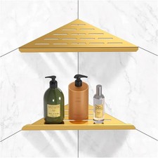 USED Brushed Gold Corner Shower Shelf 304 Stainless Steel 10" Recessed Corner