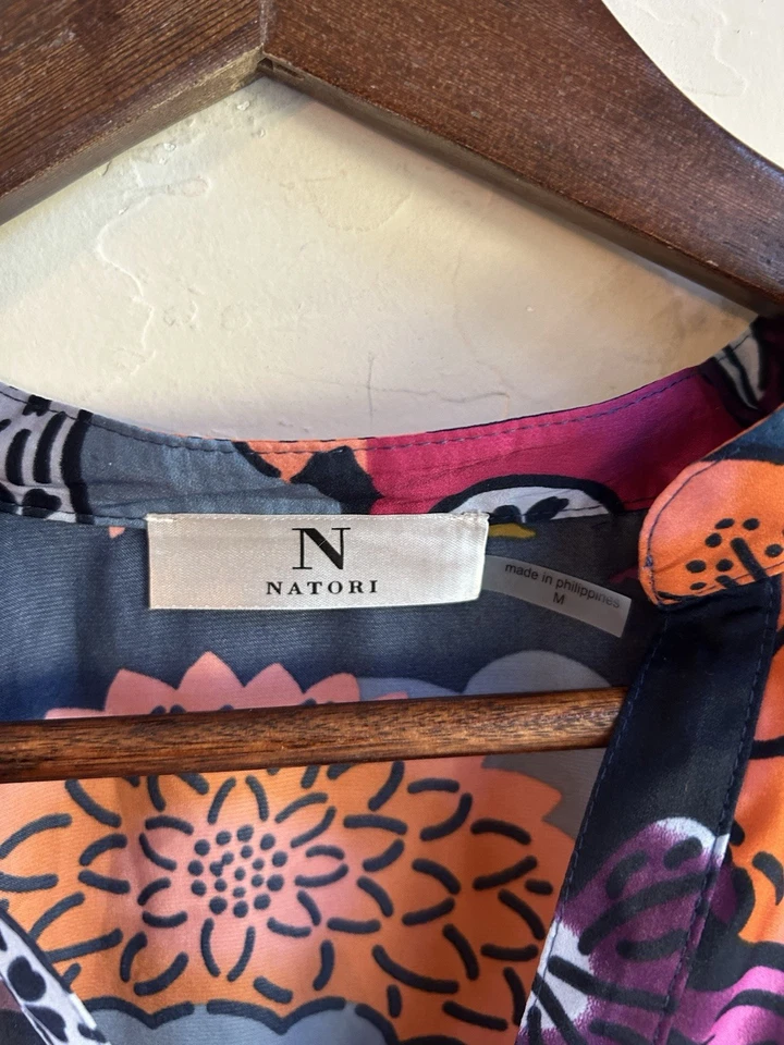 Conjunto de Pijama Natori Yukata M Relajado Estampado Asiático Azul Marino Top Pantalones Pierna Ancha Foto 3 de 4