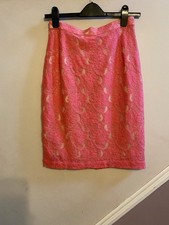 H M LADIES SALMON PINK LACY SHORT SKIRT SIZE 10 UK