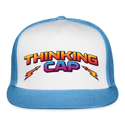 Dustin Costume | Thinking Cap | Funny Trucker Hat, One Size, white/blue