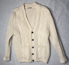 Gaeltarra Irish Fishermen Cardigan Sweater Chunky Knit Men  s 42 Hand Loomed