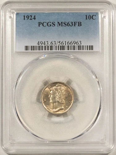 1924 MERCURY DIME - PCGS MS-63 FB
