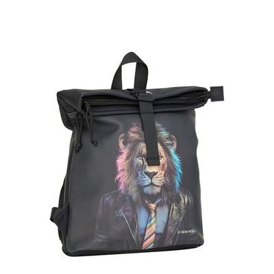 New Rebels Rolltop Cityrucksack stylischer Rolltop Rucksack mit Löwen-Design