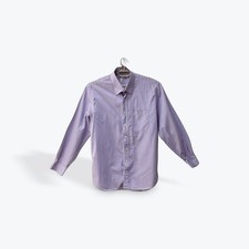 Peter Millar Mens 16.5 42cm Purple Micro Check Cotton Button Up Shirt Long Sleev