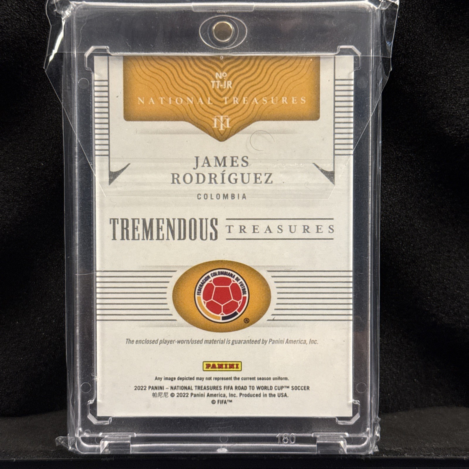 2022 National Treasures James Rodriguez 10/10 game worn jersey match quad patch view 2