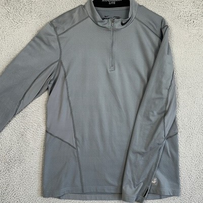 Nike Pro Combat Shirt Mens XL Grey Hyperwarm Lite Fitted Quarter
