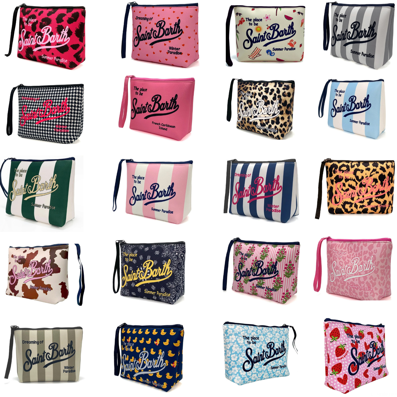 Pochette Saint Barth Neoprene a Righe – Borsa Unisex Estate con laccetto