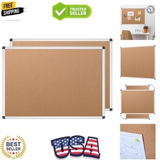 Cork Notice Board, 36 X 24 Inches, Pack of 2, Silver Aluminium Frame