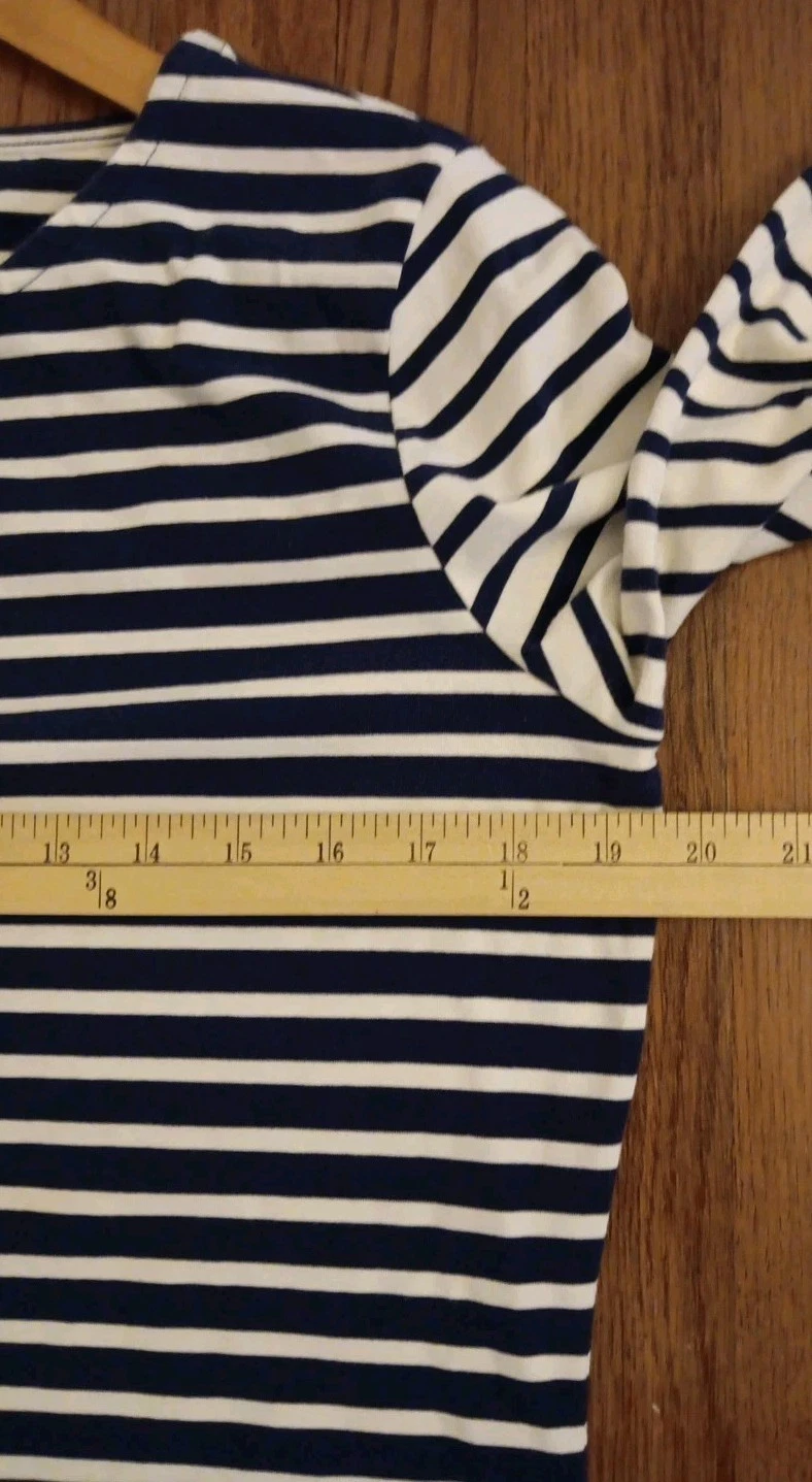 OFF WHITE Abito Vinyard Vines donna taglia M blu navy bianco sporco righe ginocchio costiero us intime ottimeioni