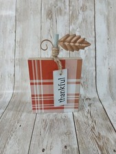 New "Thankful" Wood Sign Fall Decor Harvest Pumpkin Autumn Leaf Thanksgiving  