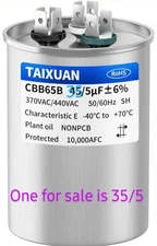 Taixuan AC Capacitor 35/5 uF 370V/440V CBB65 Round Dual Run Start AC Capacitor 