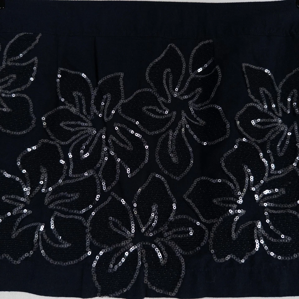 Falda Hollister Mujer 0 Azul Marino Lentejuelas Floral Adornada Mini Algodón Forrada Fiesta Foto 4 de 4