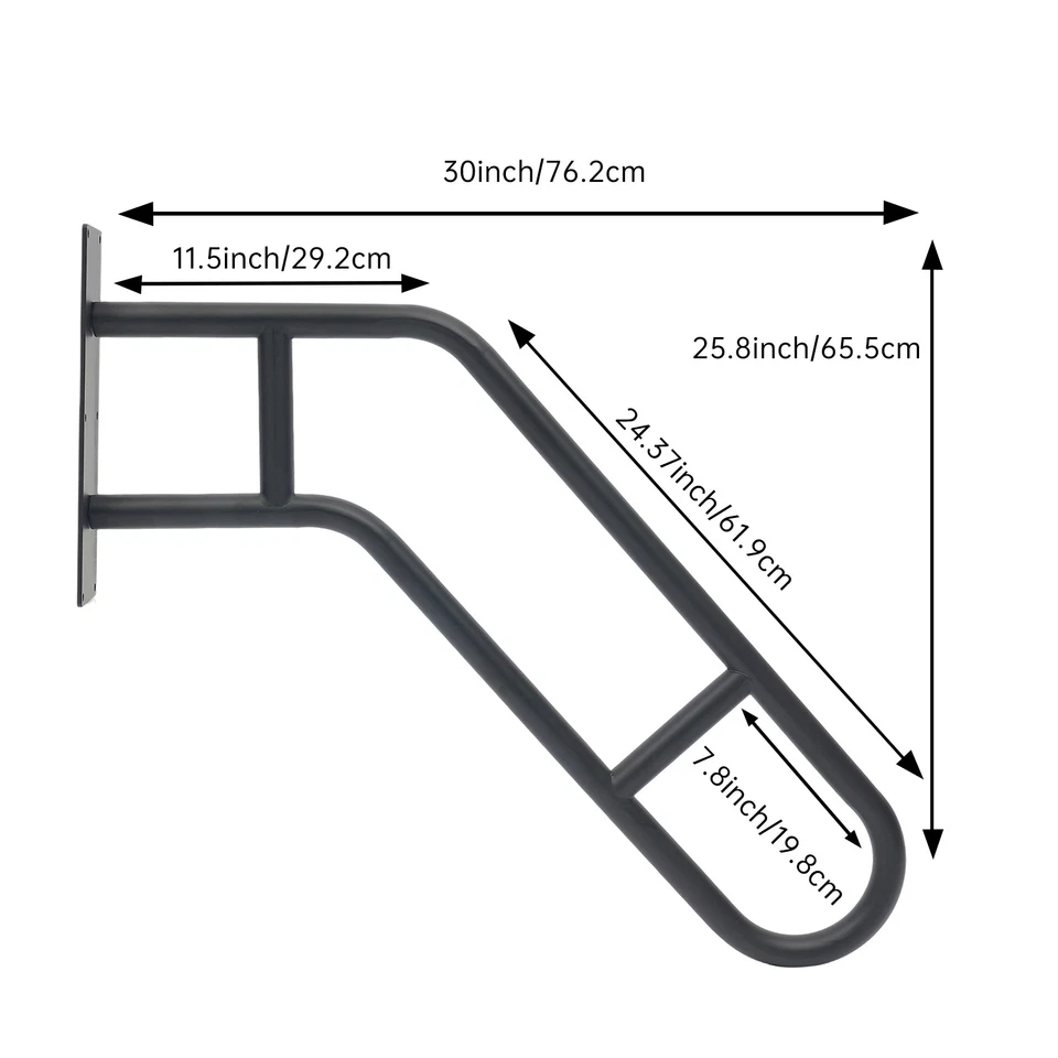 2pcs-30in Handrails for Outdoor Steps, Wall Mounted Handrail, Stair Handrails - Image 3 of 4