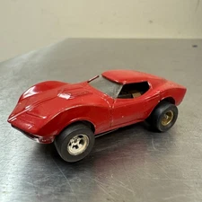 Vtg Aurora Mako Shark Corvette RED - HO Slot Car - Working