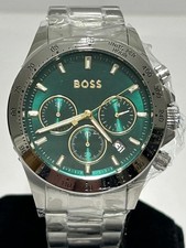 HUGO BOSS Hero HB1514217 Chronograph Green Dial Silver Steel Strap Mens Watch