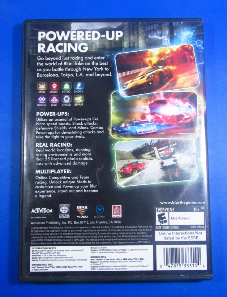 Blur (PC, 2010) Game Software DVD Night Racing Bizarre Creations - Image 2 of 4
