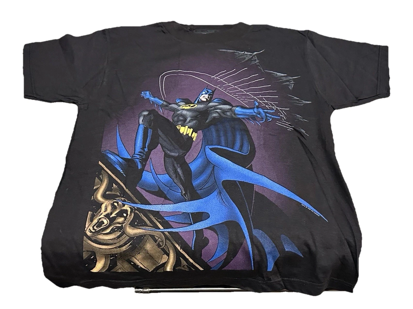 Batman Youth TShirt Comic Warner Brothers Cotton Black 1997 NEW VTG