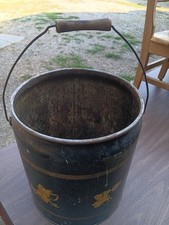 Vintage CANCO Metal Can Made In USA With Handle Animal Decal Stickers Toy Pail