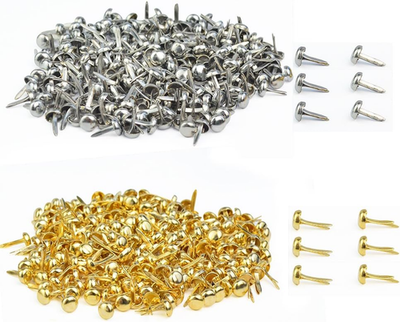 #ad 500 PCS Paper Fasteners Brass Plated Scrapbooking Brads Round Metal Brads with $8.81