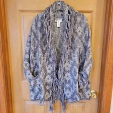 Shyanne Medium Western Rodeo Boho Cowgirl Long Cardigan Sweater Fringe Soft