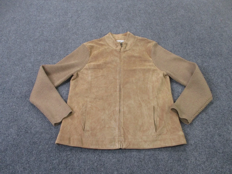 Chaqueta Pendleton Mujer L Beige Cuero Lana Suéter Elastizado Exterior Clásico Foto 2 de 4