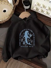 Women's Black Bible Verse Hoodie - Isaiah 432 Ipart the waters, and my righteous