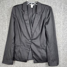 White House Black Market Blazer Womens 8 Black Single Button Stretch Tailored