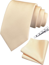 3.15"  8cm  Men's Solid Color Necktie and Pocket Square Tie Clip Wedding Business