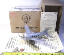 Paya Junkers DESDE 1.905 Tin Toy Airplane Reproduction in Silver   1459 of 5000