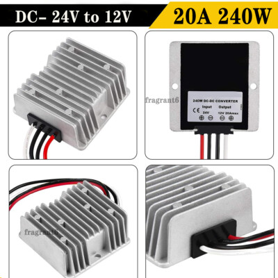 Regulator DC 24V to 12V 20A 240W Power Converter Reducer Waterproof Transformer