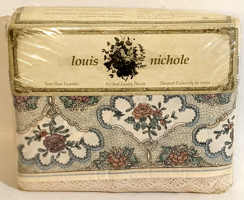 Louis Nichole Utica Twin Fitted & Flat Sheet 3pc Set POMPADOUR Floral Cottage - Picture 2 of 12