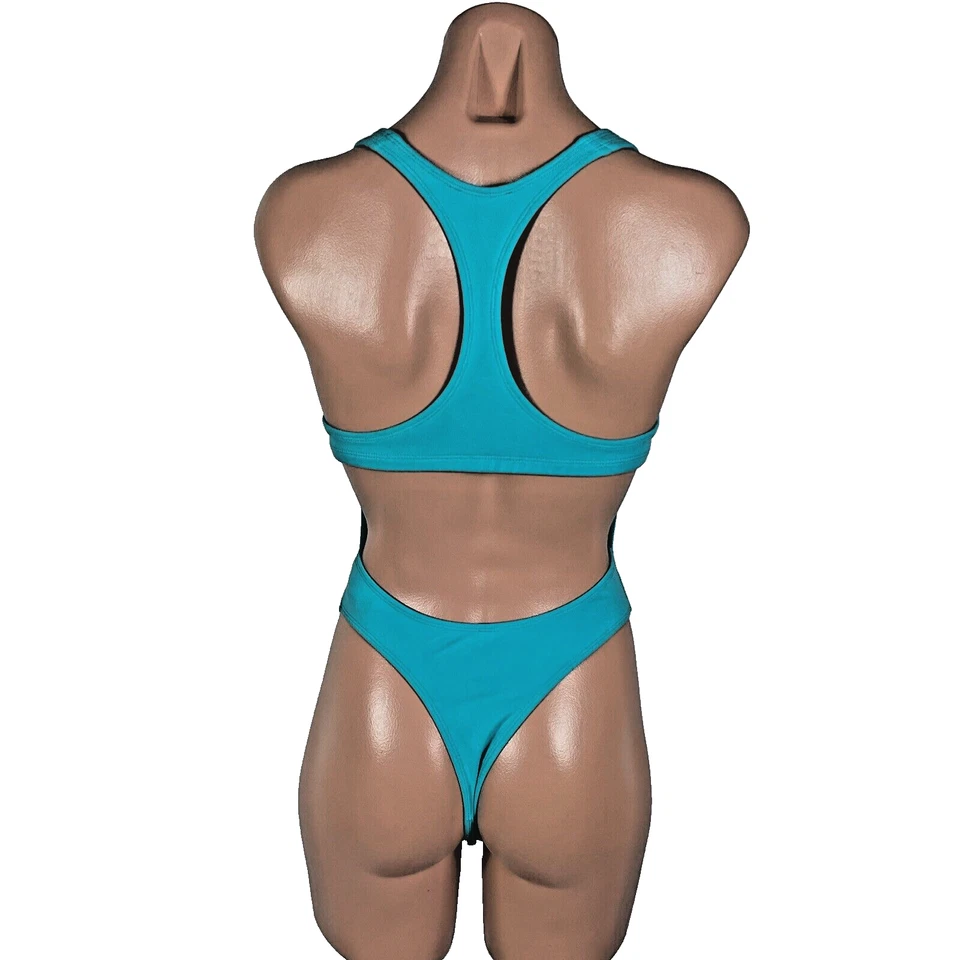 De Colección Bebe SPORT Brillo Embellecido Tanga Traje de Baño Sujetador Incorporado Espalda Abierta Y2K Foto 2 de 4