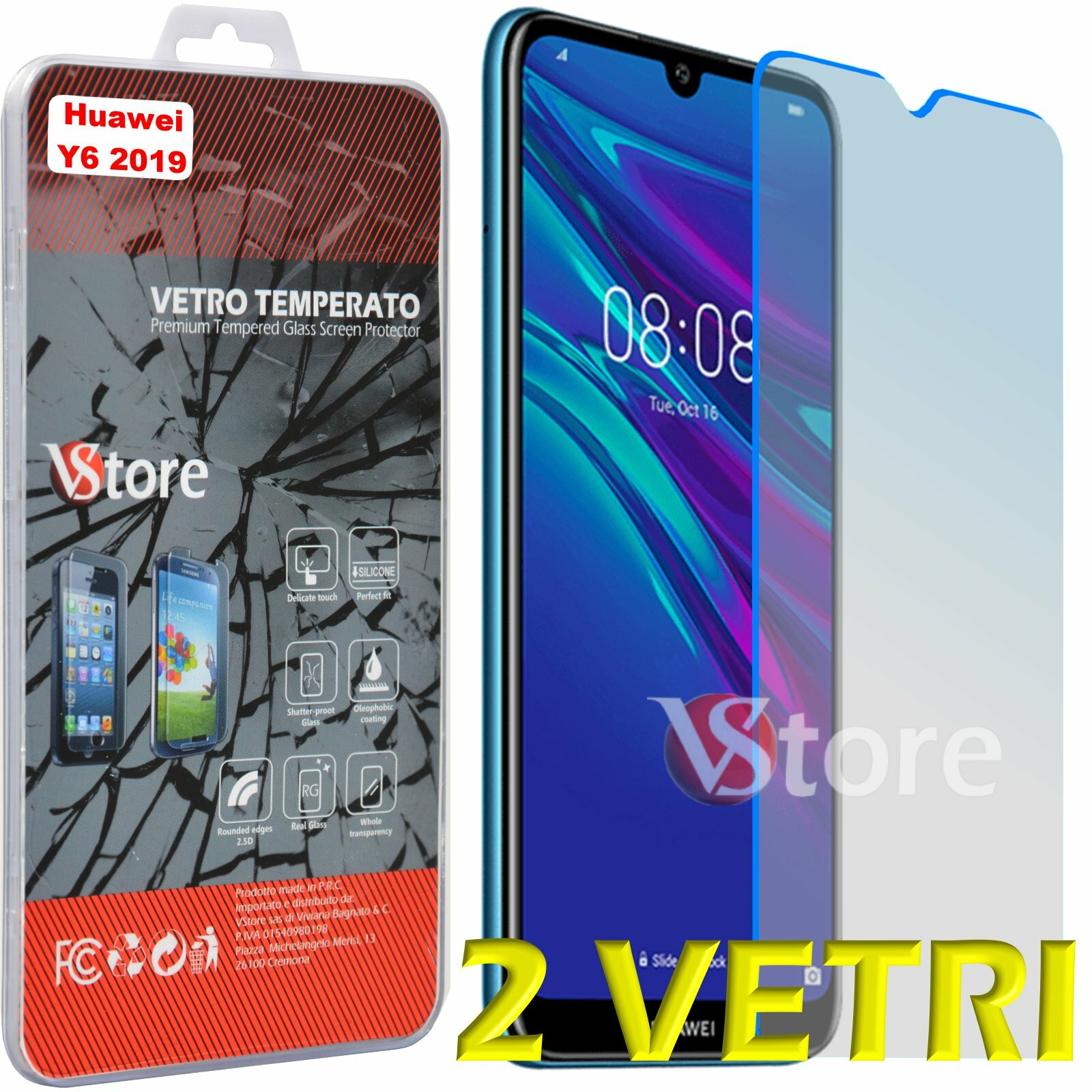 2 Tempered Glass Screen Protector For Huawei Y6 2019 LCD Display 6.09""