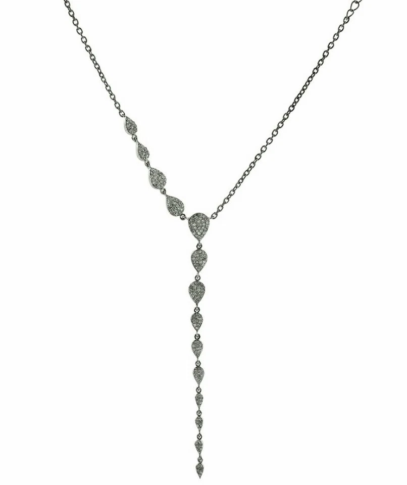 Collar Lariat Pave Diamond Plata 925 Diamante Mujer Collar Regalo Boda. Foto 3 de 4