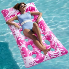 Inflatable Pool Floats Adults - Large Pool Float Tanning Raft with Headrest, Kee