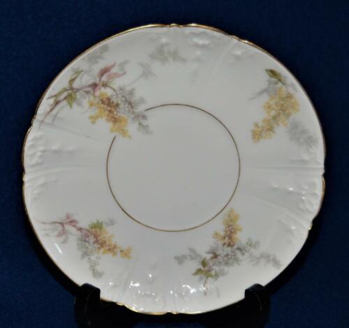 Antique 1890s CHARLES FIELD HAVILAND LIMOGES Yellow Purple FLOWERS Saucer - Picture 1 of 2