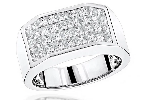 Affordable Princess Cut White Cubic Zirconia Special Men's High Finish Band Ring