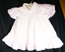 Baby Girl Dress Pink Tulip Floral Short Sleeve, Vintage CRADLE TOGS