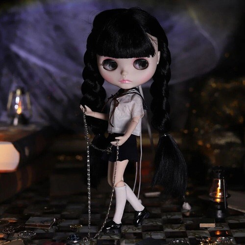Blythe Doll Factory 12" JBD Nude Matte Face White Skin Black Hair Long Eyelashes - Picture 19 of 31